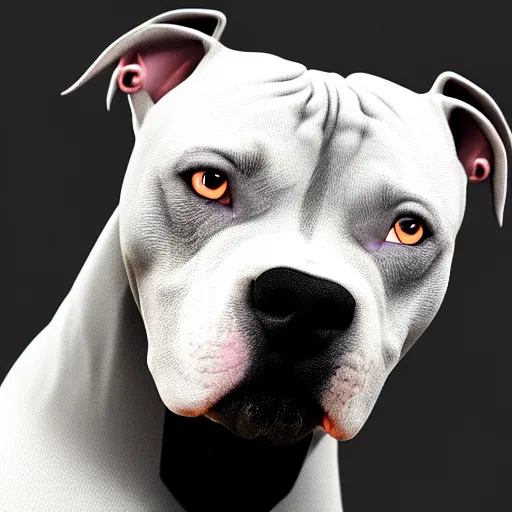 Image similar to photo of a skinny dark gray coat pit bull with a white paws and a white nose! animated digital art, highly detailed, animated digital matte painting, beautiful eyes!, pretty face!!, trending on artstation symmetry, concept art, sharp focus, illustration, art by! ilya kuvshinov!!, octane render