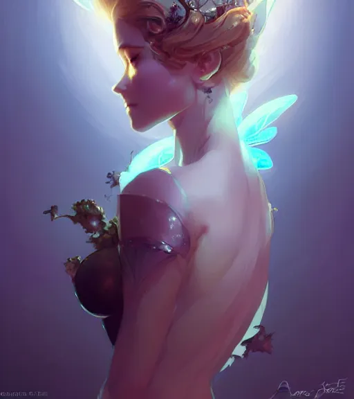 Prompt: portrait of a beautiful female fairy queen in complex and shiny dress by ross tran and artgrem, by greg rutkowski, by greg tocchini, by james gilleard, by joe fenton, by kaethe butcher, dynamic lighting, gradient light blue, brown, blonde cream and white color scheme, grunge aesthetic