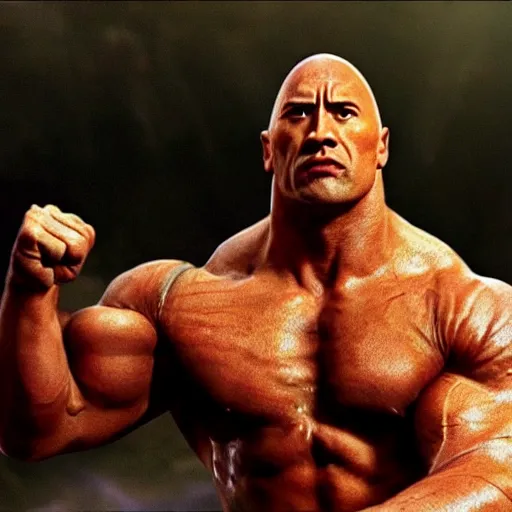 Image similar to dwayne the rock johnson in fist of the north star, 4 k