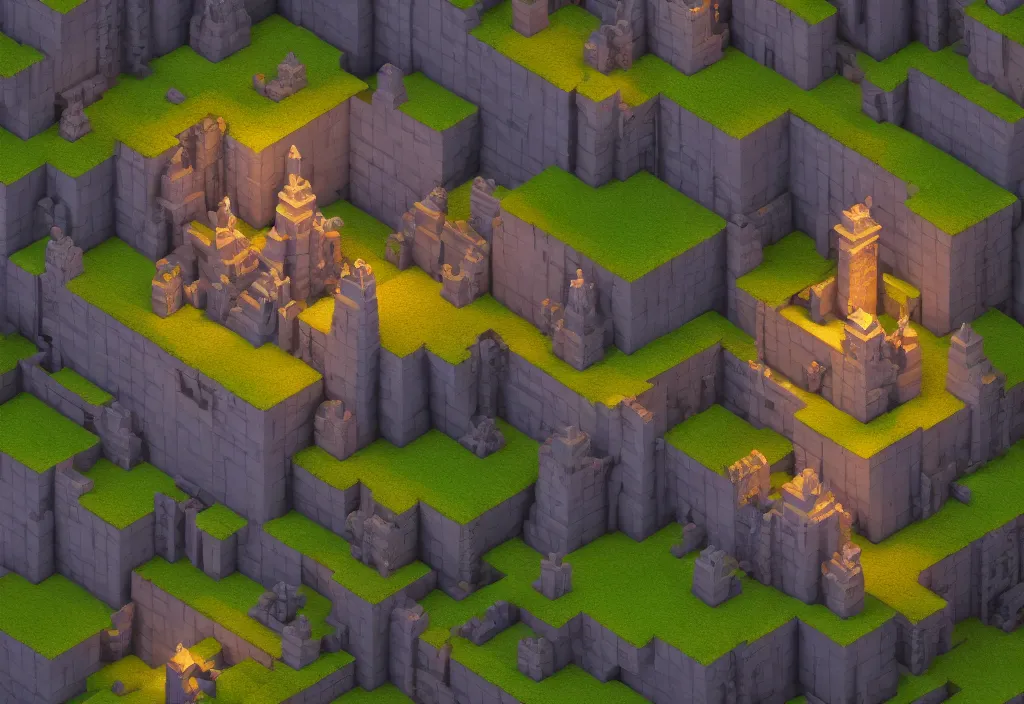 Prompt: a single isometric voxel castle arcane , cinematic lighting, 4k