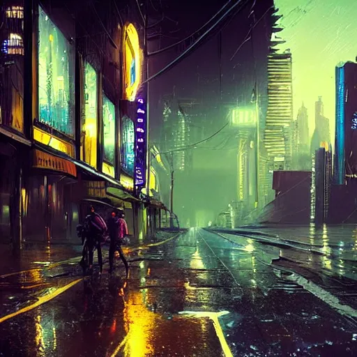Prompt: jellyfish running on the street at night after the rain, with the silhouette of distant mountains in the background, cyberpunk style, darek zabrocki, 8 k