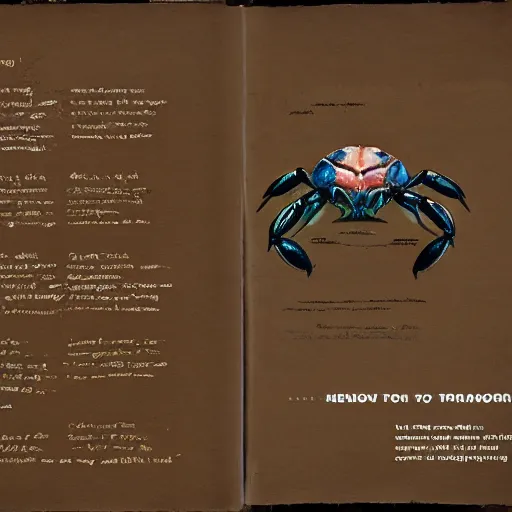 Image similar to a page of a journal describing what it is like to transform into a crab