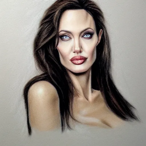 Image similar to pastel drawing of angelina jolie, portrait