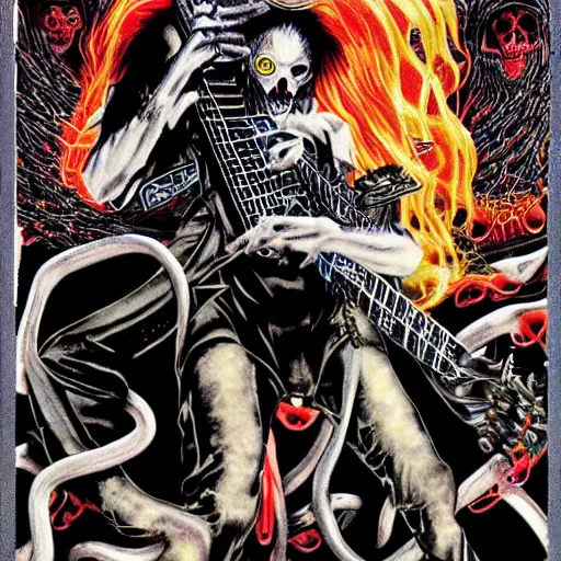 Prompt: death metal cover art by hirohiko araki