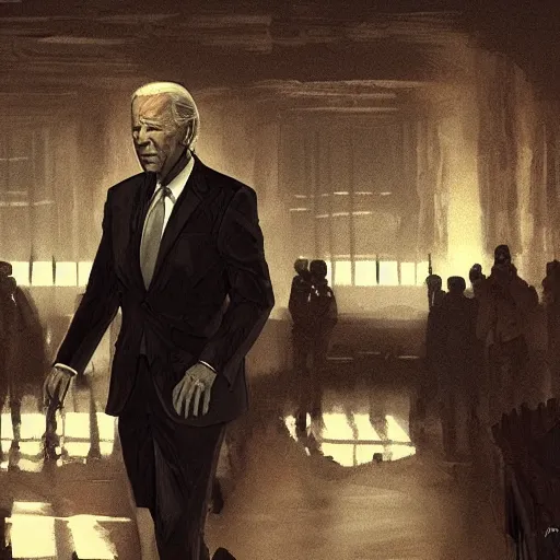 Image similar to joe biden crying, dramatic lighting, cinematic, establishing shot, extremly high detail, photorealistic, cinematic lighting, artstation, style by James Gurney