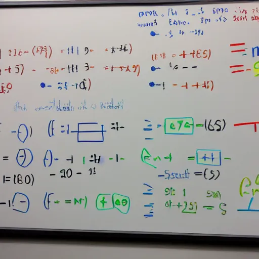 Prompt: math sums on a whiteboard, wrong on the left, correct on the right