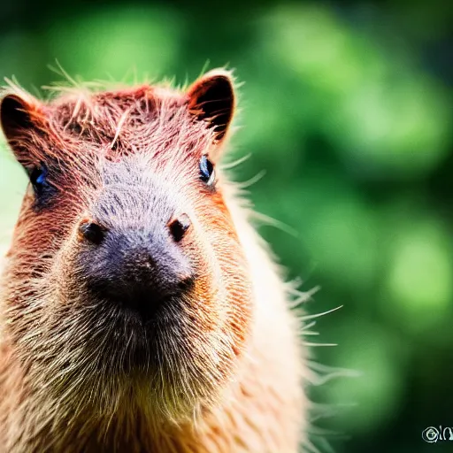 Image similar to cute capybara eating a nvidia gpu with cooling fans, chewing on a graphic card, wildlife photography, bokeh, sharp focus, 3 5 mm, taken by sony a 7 r, 4 k, award winning