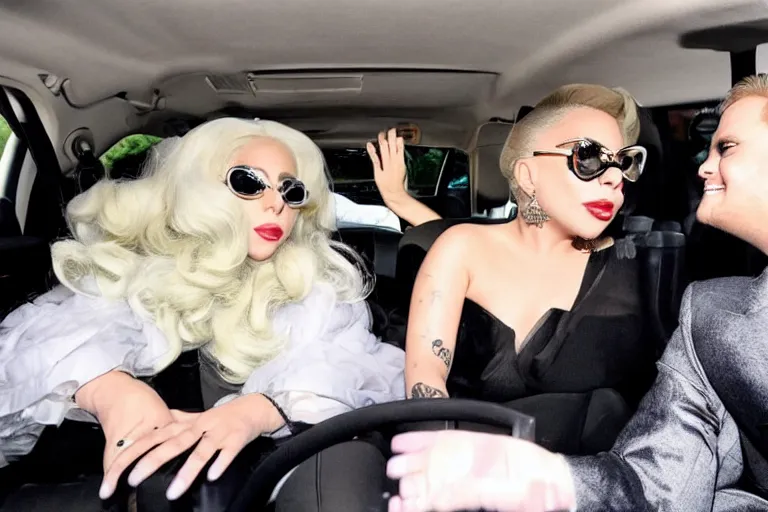 Image similar to lady gaga and judy garland carpool karaoke