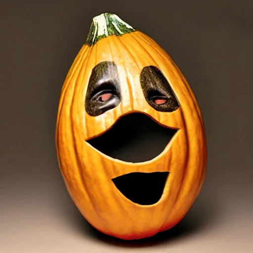 Image similar to gourd carved to look like the face of amber heard