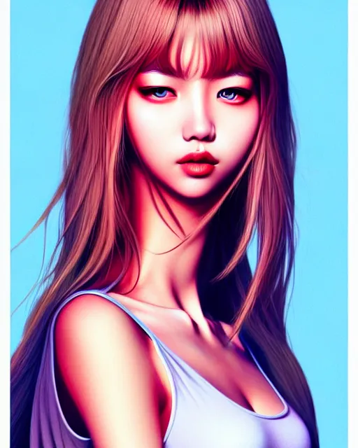 Image similar to richly detailed color illustration of lalisa illustrated by artgerm and mina petrovic and timothy kong and marina federovna. 3 d shadowing, eyes closed