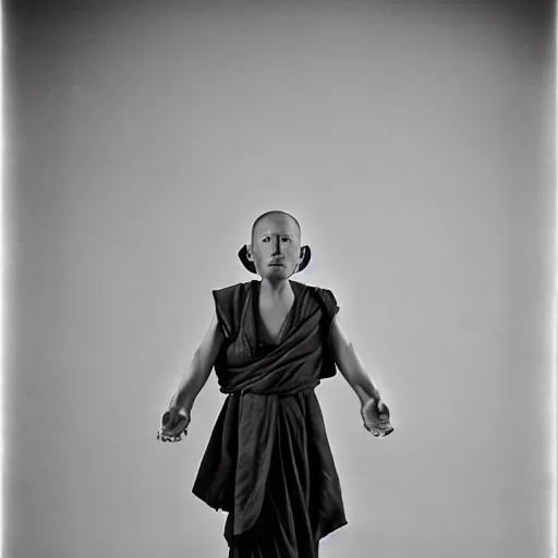 Image similar to platon photograph of a levitating tibetan monk