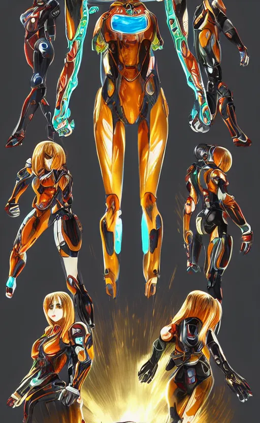 Image similar to samus aran bioorganic varia suit, energetic varia suit, full body portrait, highly detailed, intricate, concept art, vertical portrait