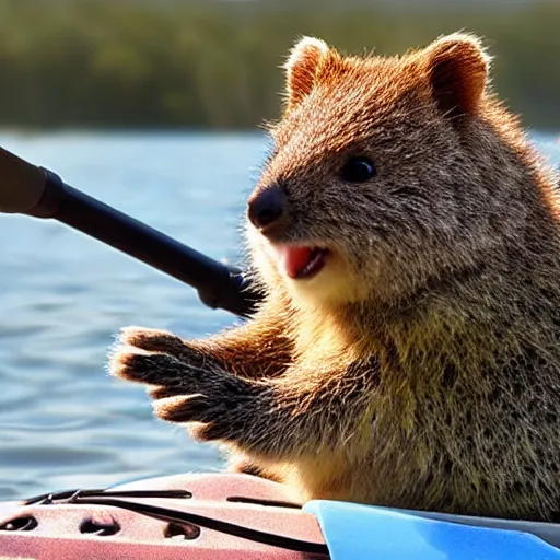 Image similar to a quokka on a kayak