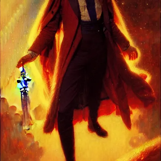 Image similar to david bowie as doctor who, radiant light, caustics, heroic, bright iridescent light, by gaston bussiere, bayard wu, greg rutkowski, maxim verehin