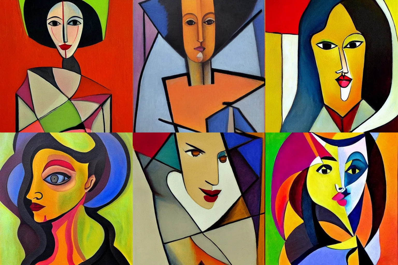 Prompt: a beautiful painting of a woman portrait, cubism