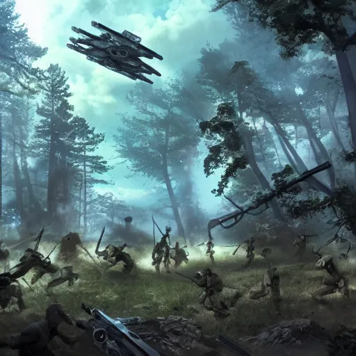 Prompt: battle of endor by dali, epic scope, cinematic lighting.