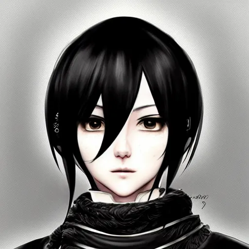 Image similar to heroine, beautiful, sui ishida with black hair art manga, hyperrealistic, highly detailed, a real photographic, digital art, 8 k, character, realistic, portrait, female samurai, symatrical, dark atmospheric lighting, artstation, symetric, lineart