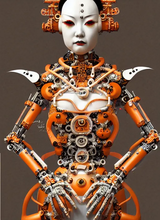 Prompt: portrait of a organic seductive cybernetic latex geisha mecha, satsuma ware, modern fine art, fractal, in the style of ghosts in the machine, intricate ornaments, elegant, highly detailed, digital photography, subsurface scattering, by greg rutkowski,