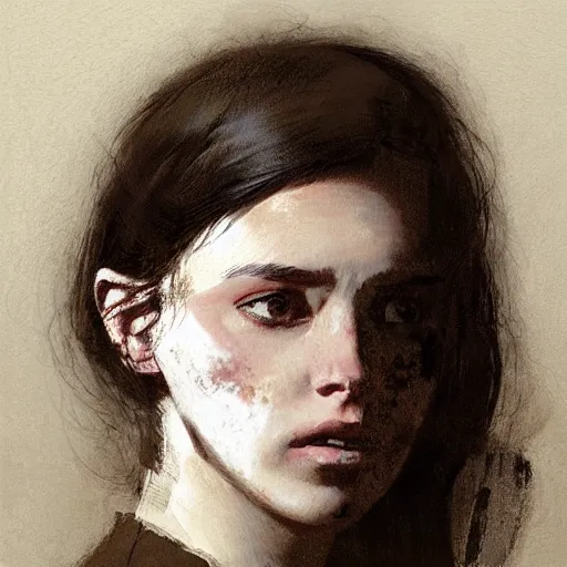 Prompt: Female Portrait, by Jakub Rozalski.