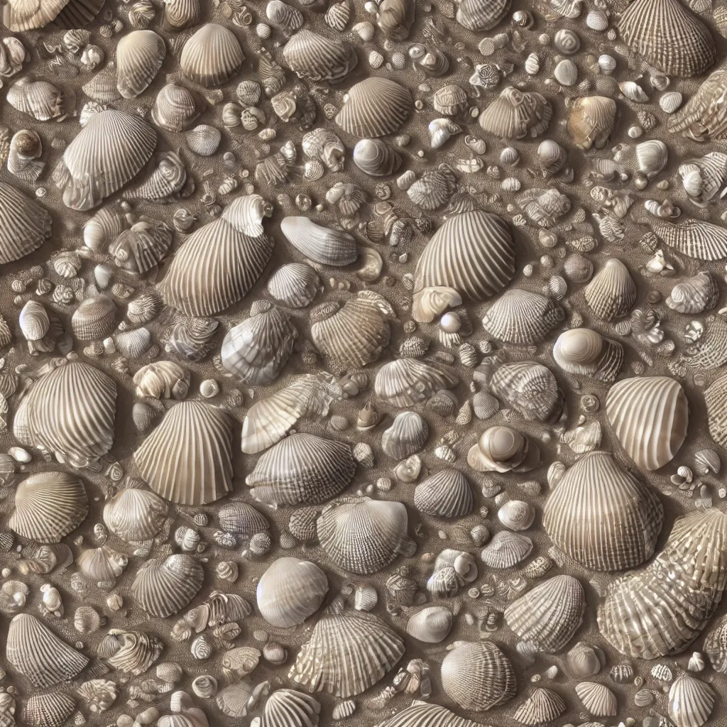 Prompt: geometric complex sea shell designs by ernst haeckel, closeup, fractal, realistic cinema 4 d render, beach sand background, clear focus, very coherent, very detailed