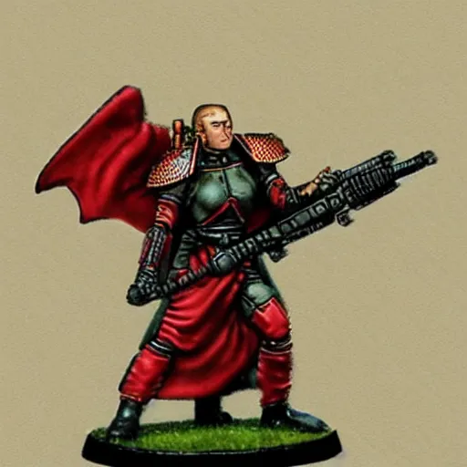 Prompt: pin-up imperial guard warhammer