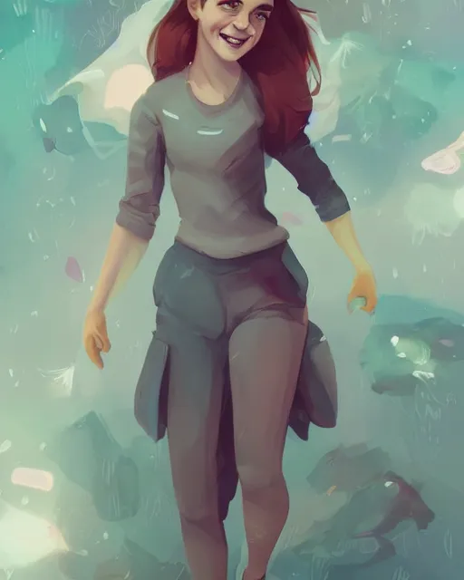 Image similar to beautiful full body Emma Watson smiling illustration by lois van baarle and loish and ross tran and rossdraws and sam yang and samdoesarts and artgerm