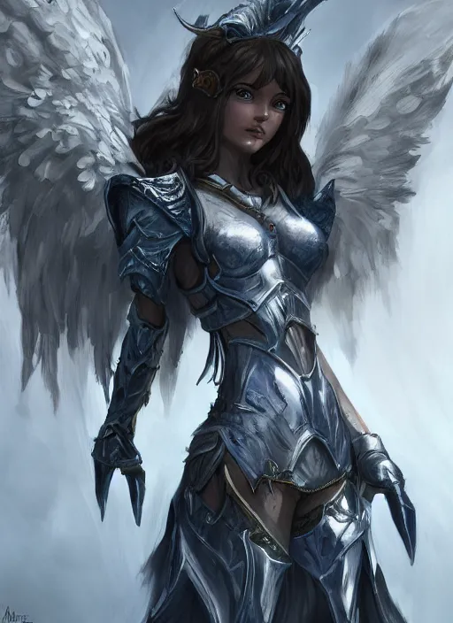 Image similar to concept art, angel knight girl, artstation trending, highly detailed