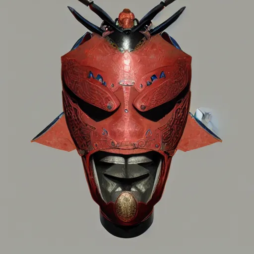 Prompt: a samurai mask by genndy tatakovsky and greg rutkowski