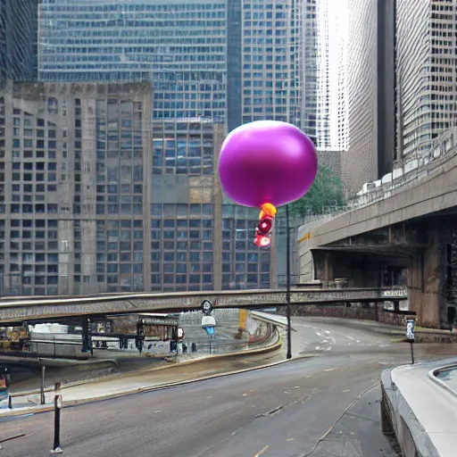 Prompt: the balloon snails of lower wacker drive