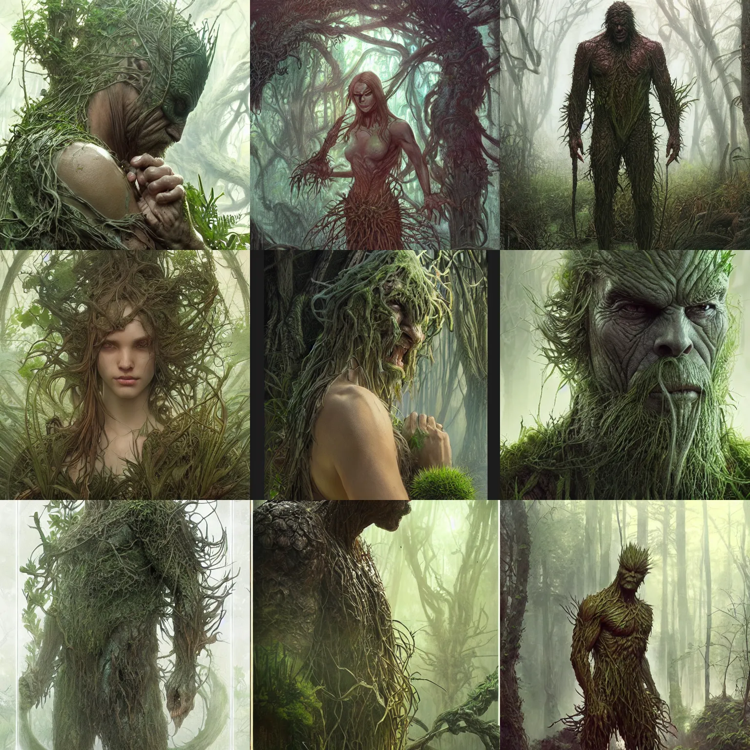 Image similar to swamp thing, ultra realistic, concept art, intricate details, eerie, highly detailed, photorealistic, octane render, 8 k, unreal engine. art by artgerm and greg rutkowski and alphonse mucha