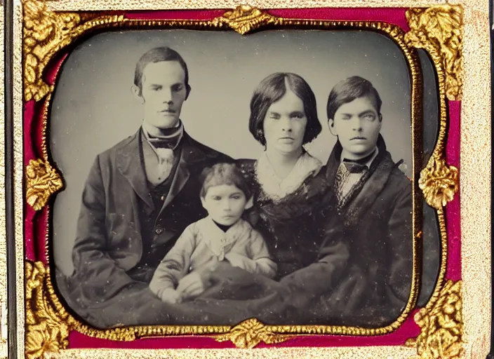 Image similar to weird family photo, portrait, ambrotype, highly detailed