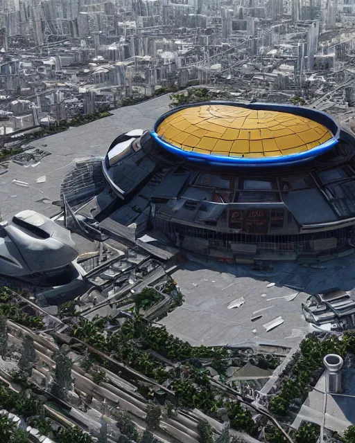 Image similar to establishing shot, a futuristic stadium with a giant gundam, unreal engine, hyper realism, realistic shading, cinematic composition, realistic render, octane render, detailed textures, photorealistic, ultrawide shot, 3 5 mm film
