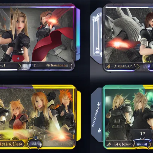 Prompt: final fantasy 7 action cards, Photorealism, cinematic lights, 115mm -ar 16:9