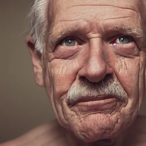 Prompt: portrait of a baby with the face of an old man, old skin, gray hair, gray beard, 8k, photo by annie leibovitz