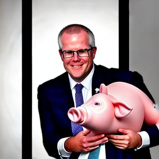 Image similar to scott morrison with the body of a pig