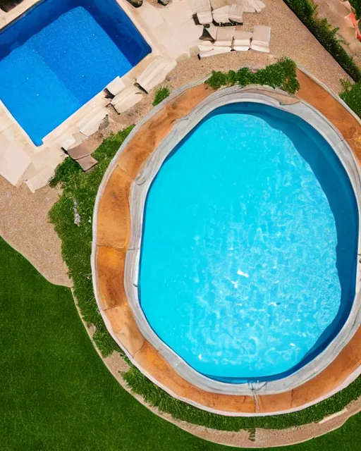 Prompt: a top down view of a pool