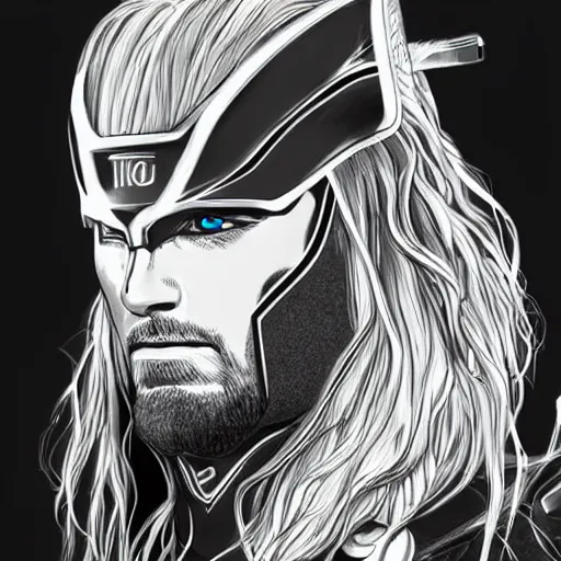 Image similar to thor. detailed portrait. anime style