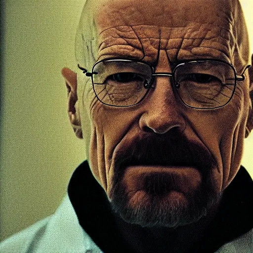 Prompt: “High quality screenshot of Walter White standing in the middle of a destroyed hallway with half of his face blown off, award-winning”