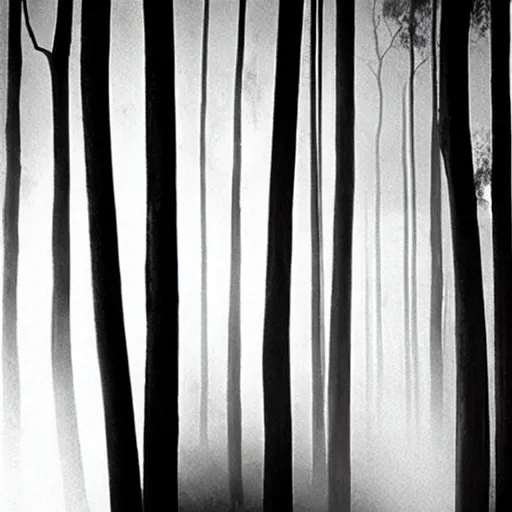 Image similar to long exposure photograph of eucalyptus trees, strong wind, back light, dslr, photographed by trent parke