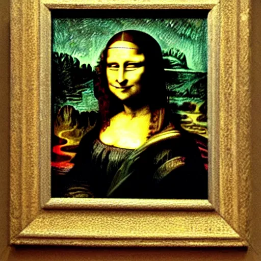 Image similar to the mona lisa painted by van gogh