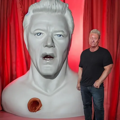 Image similar to oversized Jeff Koonz sculpture of Derek Acorah as a ghostly apparition