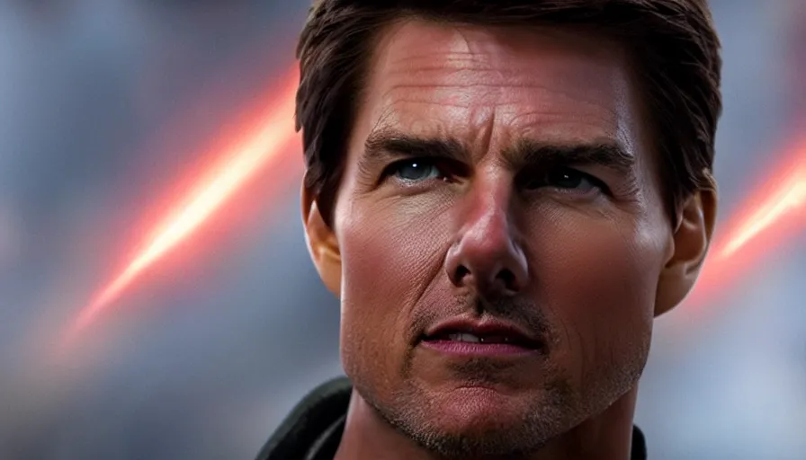 Image similar to Tom Cruise as Iron Man in the MCU, cinematic lighting, close-up, cinematography