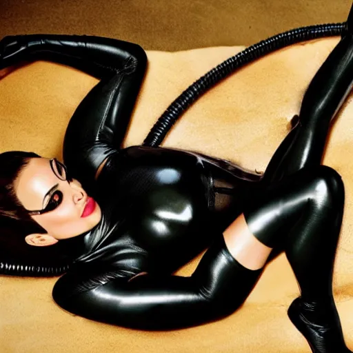 Image similar to Natalie Portman as Catwoman laying down