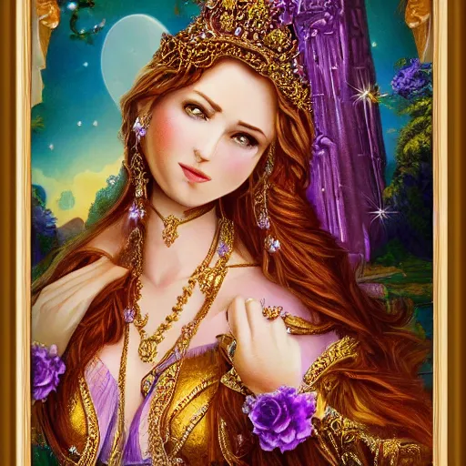 Image similar to princess of amethyst, gorgeous, ornate, intricate, detailed, stunning, framed masterpiece, 4 k