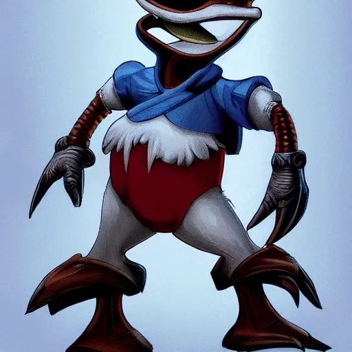 Image similar to highly detailed concept art of donald duck as the terminator, 4 k