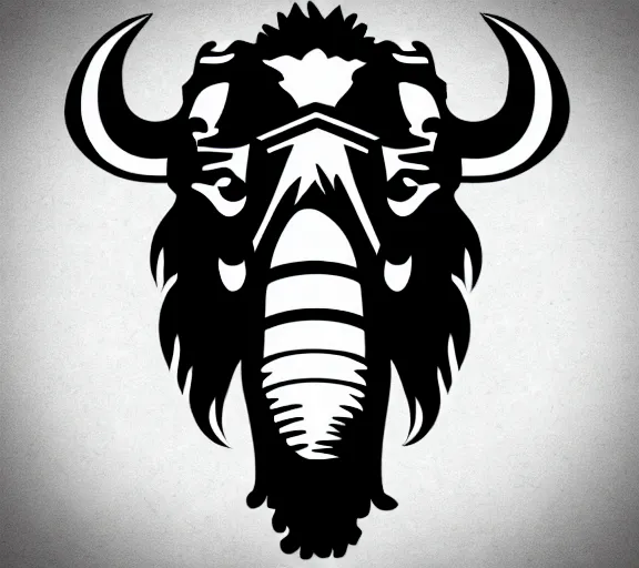 Image similar to angry energetic dynamic wooly mammoth!!! sports logo!!! black and white logo inspiration