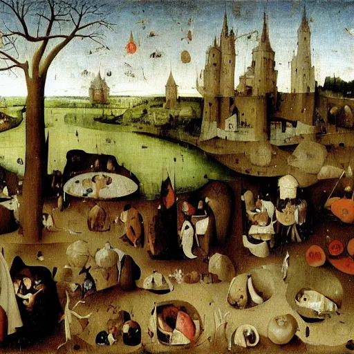 Image similar to the fruit and veg stall on the banks of the river styx, Hieronymus Bosch