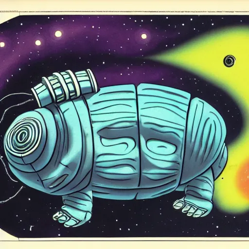 Image similar to the alien cosmic tardigrade that awaits you at the end of all of space and time, by walt disney