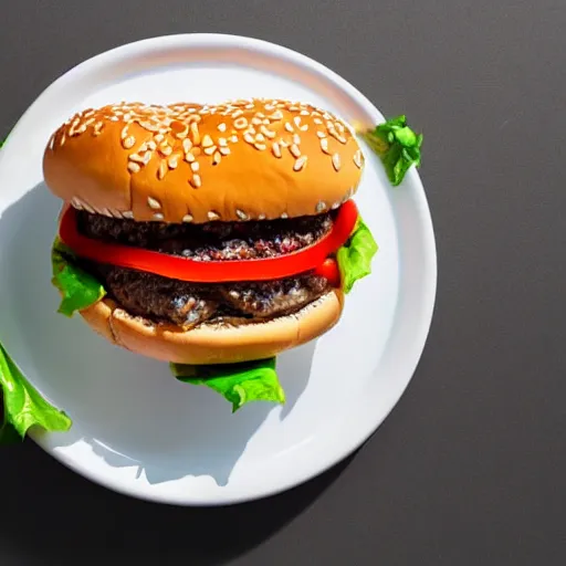 Prompt: a burger made out of sushi, food photography, michelin star