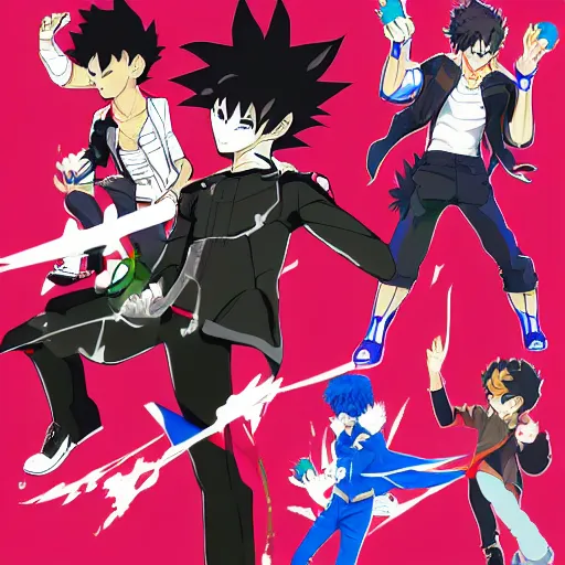 Image similar to a vector art of young goku as a persona 5 character game. An spinoff by Stanley artgem LAU , trending on artstation, artbook, stylish, persona 5 art style WLOP, Rossdraws, Gesture draw, James Jean, Andrei Riabovitchev, Marc Simonetti, and Sakimichan,